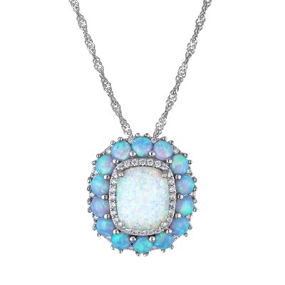Designs By Gioelli Sterling Silver Created Opal And White Sapphire Necklace