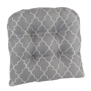 Gripper 2pk Non-Slip Trellis Tufted Universal Chair Cushions Gray: Indoor Kitchen Chair Seat Cushions, Half-Circle, Polyester - 1 of 3