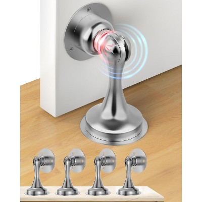 DOMETOUR Magnetic Door Stopper, Stainless Steel, Adhesive or Screw Mount, Wall/Floor, Silver Door Stoppers