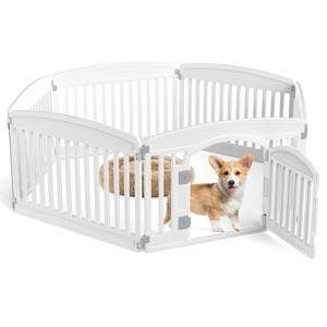 JIONJOY 24" Plastic Dog Playpen Sturdy Rust-Proof Pet Fence for Indoor Outdoor Use Safe Roomy Play Area - 1 of 3