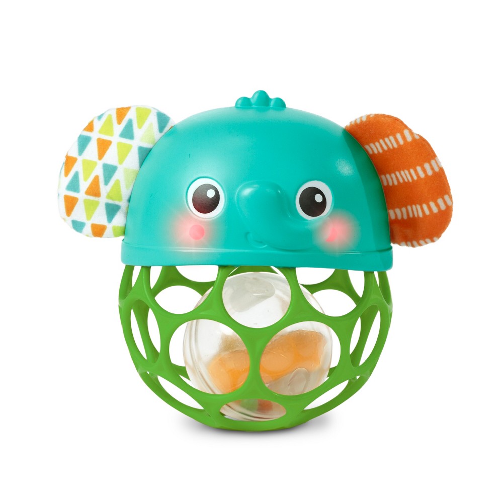 Bright Starts Giggle & Glow Musical Light-Up Rattle Easy-Grasp Elephant: BPA-Free, High-Contrast Color, Plastic