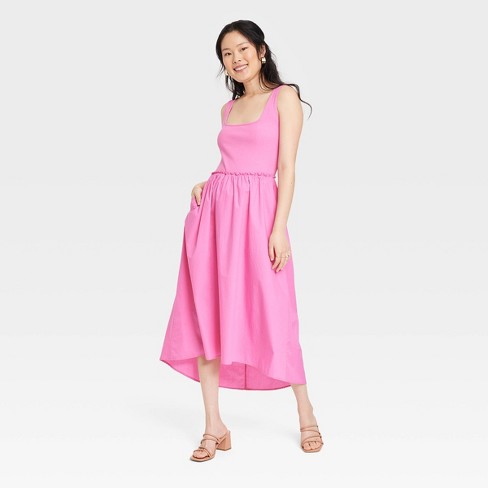 Women's Asymmetrical Midi Slip Dress - A New Day™ Pink Xl : Target