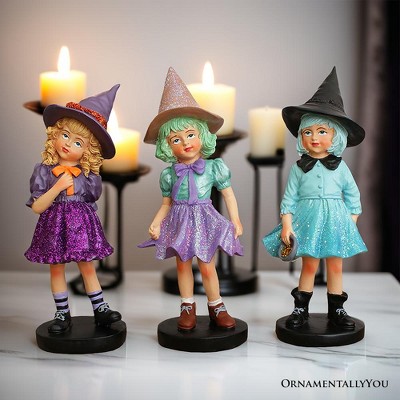 Mystical Victorian Witch Sisters Set of Three Figurines, Enchanted 6" Statues for a Bewitching Halloween Tabletop Display| OrnamentallyYou