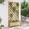 vidaXL Planter with Trellis-Wheels | Outdoor Solid Fir Wood-Flower Box | Brown Wooden-Garden-Patio-Terrace | Rectangular-Fir-Planter - 3 of 4