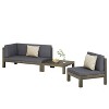 GDFStudio Elowen Outdoor Acacia Wood and Water Repellent Fabric X-Back 3-Piece Left Arm Converstaion Sets - 2 of 4