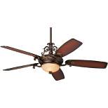 56" Casa Vieja Esperanza Vintage Indoor Ceiling Fan with Dimmable LED Light Remote Bronze Gold Shaded Teak for Living Room Kitchen House Bedroom Home