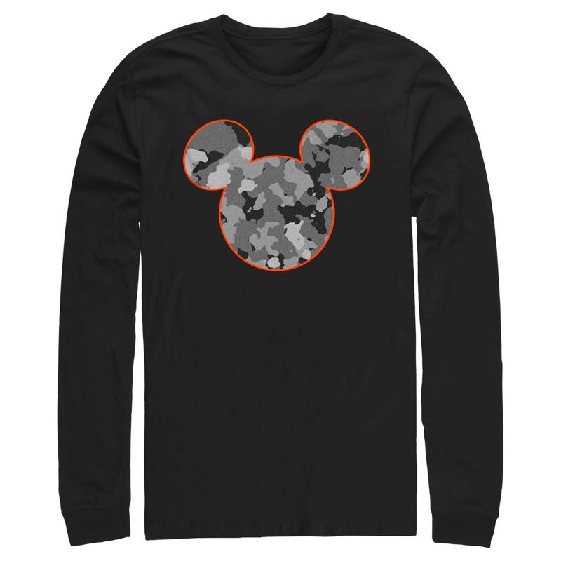 Men's Mickey & Friends Gray Camo Mickey Mouse Logo Long Sleeve Shirt, 1 of 5
