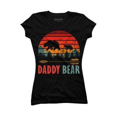 Junior's Design By Humans Retro Forest Sunrise Daddy Bear By ZeusSE T-Shirt