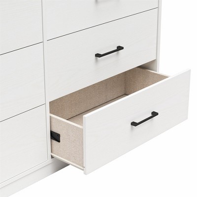 White Wide 6 Drawer Dresser with Metal Slides