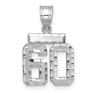 Black Bow Jewelry 14k White Gold, Varsity Collection, Small D/C Pendant, Number 60 - 1 of 3