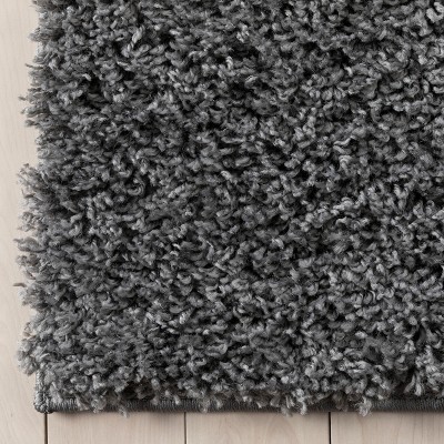 Dark Grey Rectangular Synthetic Shag Rug 4' x 6'