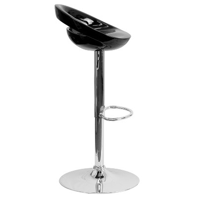 Sleek Black Metal Adjustable Swivel Barstool with Chrome Base