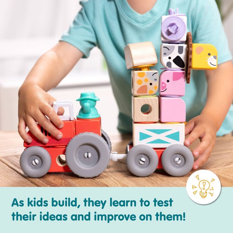 Melissa & Doug Blockables Farm Snap And Play, Mix And Match Connectable Wooden Building Blocks Play Set - 56Pc, 4 of 9