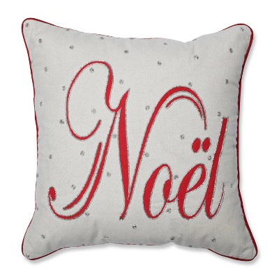 Jeweled Noel Square Throw Pillow - Pillow Perfect: Beaded, Indoor, Festive, Canvas, Zippered