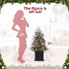 Pre-Lit Artificial Christmas Tree with 78 White LED Lights, Tabletop Xmas Tree with Red Berries, Snow-Flocked Branches, Battery-Operated Timer - 2 of 4
