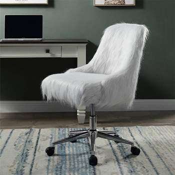 22" Arundell II Accent Chair White Faux Fur/Chrome Finish - Acme Furniture