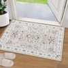 2 x 6 ft Polyester Initation  Blue Rectangular Hallway Bathroom Entryway Kitchen Office Foldable Flower Printed  Washable Area Rug - 2 of 4
