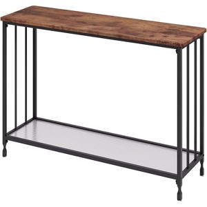 Narrow Console Table, Industrial Entryway Desk with Storage, 2 Tier Thin Sofa Table for Hallway Foyer Living Room Bedroom, Retro Color - 1 of 4