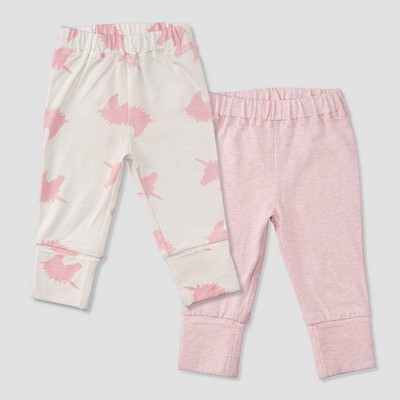 Layette by Monica + Andy Baby Girls' 2pk Unicorn Print Pull-On Pants - Pink 0-3M
