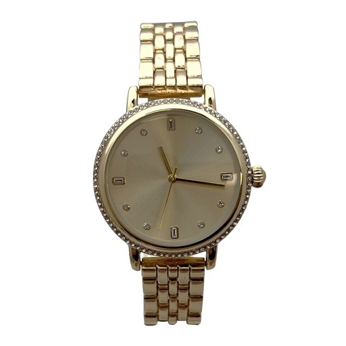 Gold Elegant Everyday Rhinestones Bezel Women Watch Target