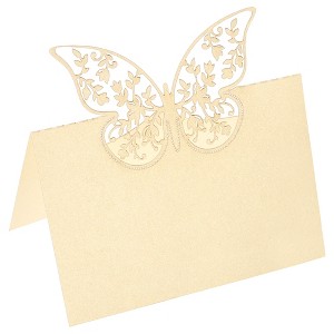 Unique Bargains Hollow Butterfly Cut Design Favor Decor Table Name Place Cards 50 Pcs - 1 of 4