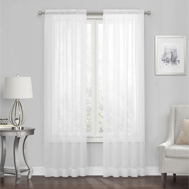 Kate Aurora Living 4-Pack High End Luxe Rod Pocket Sheer Voile Window Curtain Set, 1 of 2