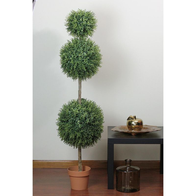 Northlight 5' Unlit Artificial Potted Two-Tone Boxwood Triple Ball Topiary Tree, 4 of 5