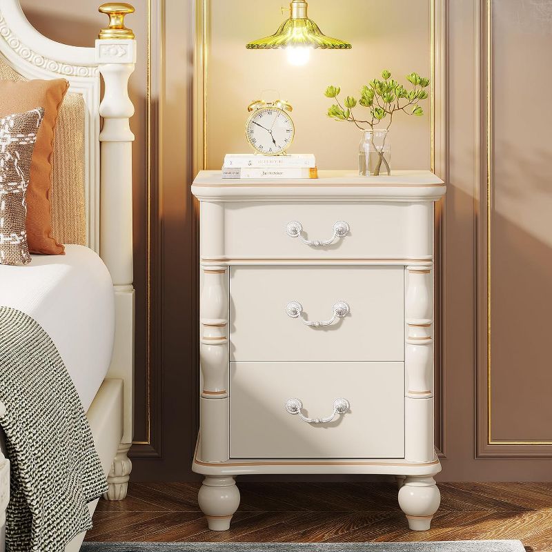 Tribesigns 3-Drawer Nightstand, Modern White Bedside End Table, 4 of 7
