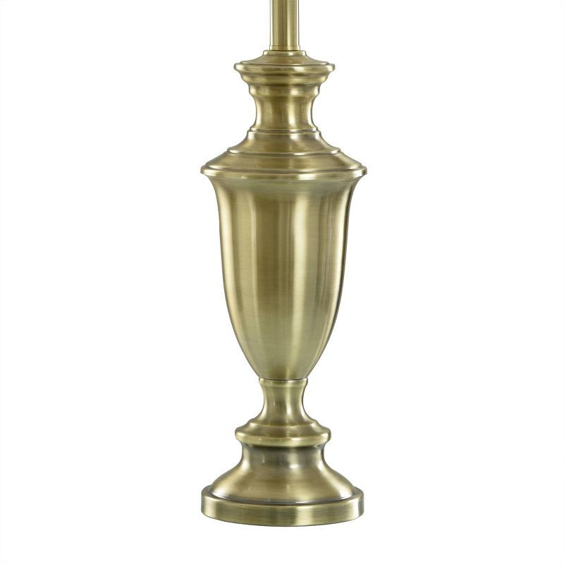 Steel Table Lamp Antique Brass Heavy White Shade - StyleCraft, 4 of 9