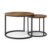 Set of 2 Nesting Round Coffee Tables with MDF Top and Metal Frame, Marble and Wood-Patterned, Modern Industrial Design for Living Room - 4 of 4