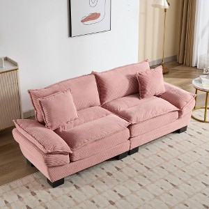 NicBex 84" Corduroy Sleeper Sofa with 23" Deep Seat, Upholstered Loveseat Sofa with 2 Supportive Pillows, Couches for Living Room - 1 of 4