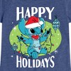 Girls' - Lilo and Stitch - Happy Holidays Christmas Fitted Short Sleeve Graphic T-Shirt - 2 of 4