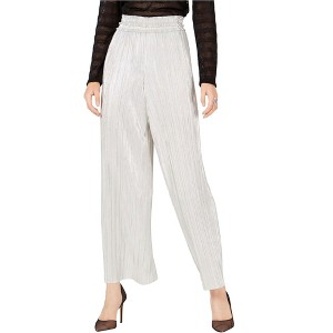 I.N.C International Concepts Womens Metallic Pleated Casual Wide Leg Pants, Grey, X-Small - 1 of 1