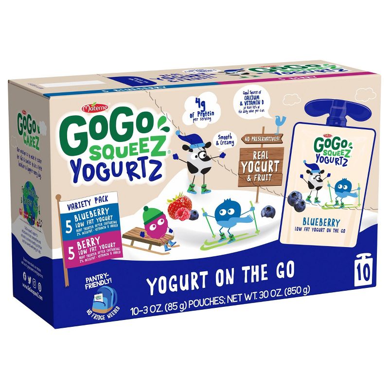 GoGo Squeez Kids&#39; Yogurtz Blueberry &#38; Berry Yogurt Pouches  - 30oz/10ct, 1 of 7