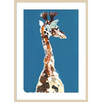 30" x 41" Baby Masai Giraffe by Mark Adlington Wood Framed Wall Art Print - Amanti Art