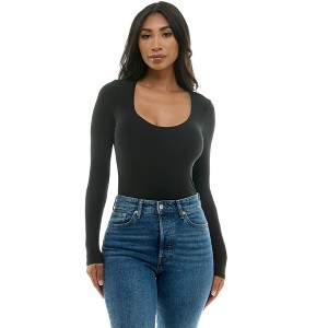 Derek Heart Fitted Long Sleeve Double Layered Bodysuit (Juniors & Women) - 1 of 4