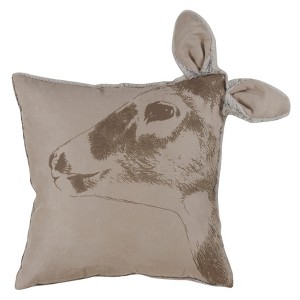 Deer Head Square Throw Pillow Red - Saro Lifestyle - 1 of 3