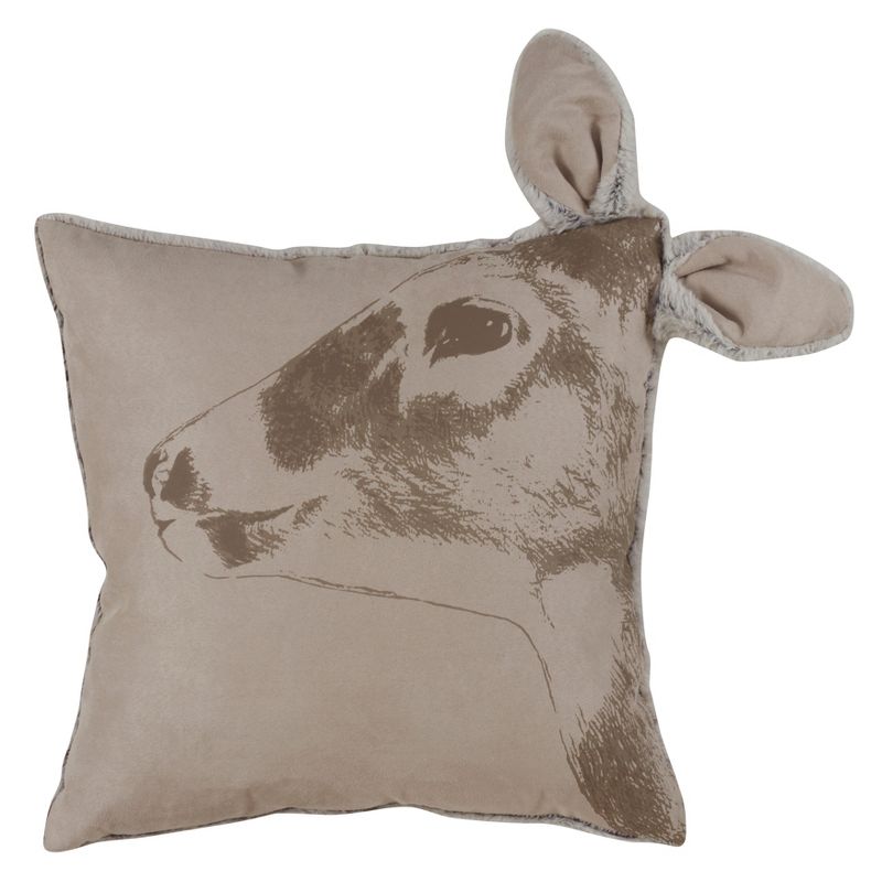 Deer Head Square Throw Pillow Red - Saro Lifestyle, 1 of 5