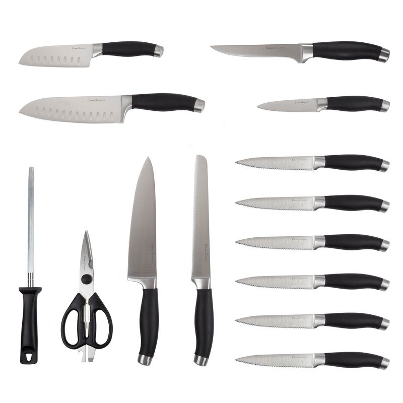 Professional 15-Piece Knife Set with Block - Stainless-Steel Cutlery with Chef, Bread, Santoku, Filet, Paring, and Steak Knives by Classic Cuisine, 5 of 8