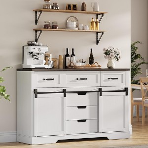 Garvee 47.2 Inch Farmhouse Buffet Cabinet with 6 Scratch-Resistant Drawers Metal Floor Mount Sturdy Storage Sideboard - 1 of 4