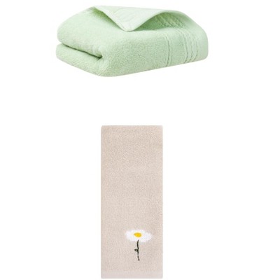 REGALWOVEN Bathroom Soft Absorbent Hand Towel 14" x 30"/13" x 30" 2 Pcs