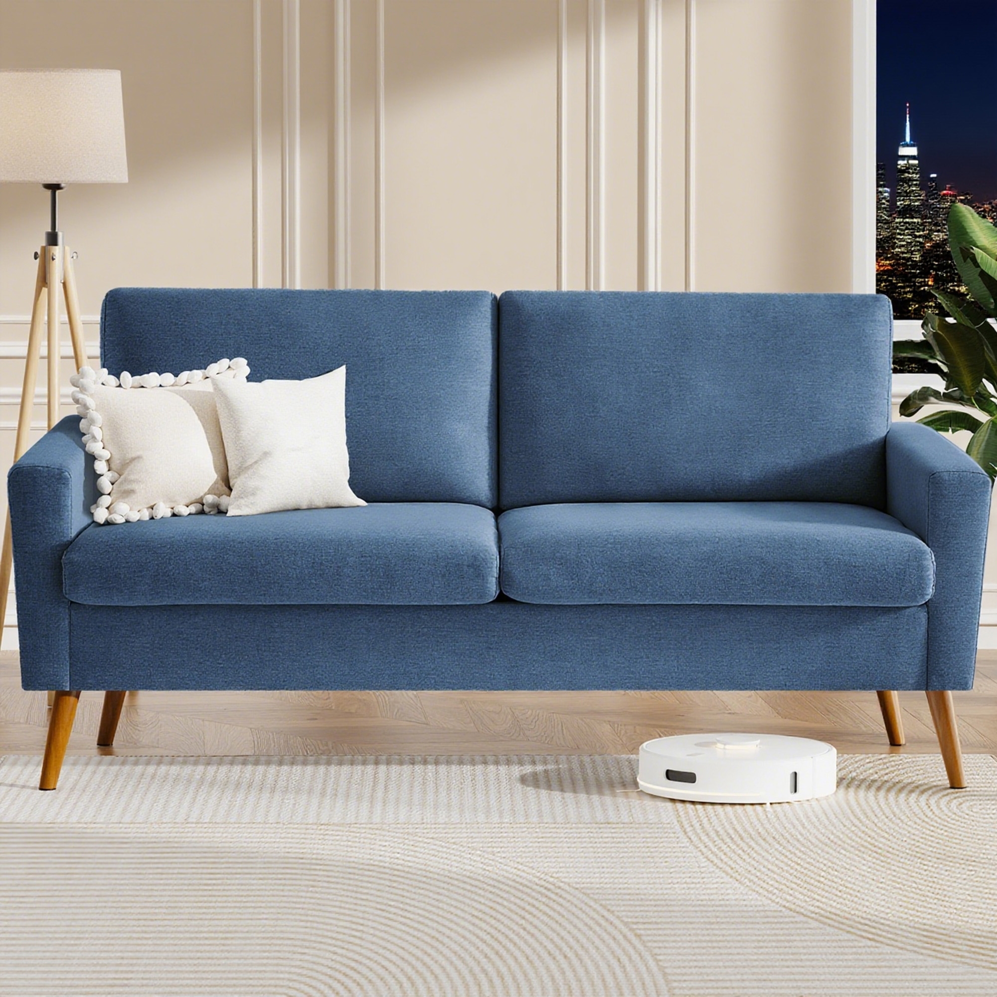Blue Linen Couch