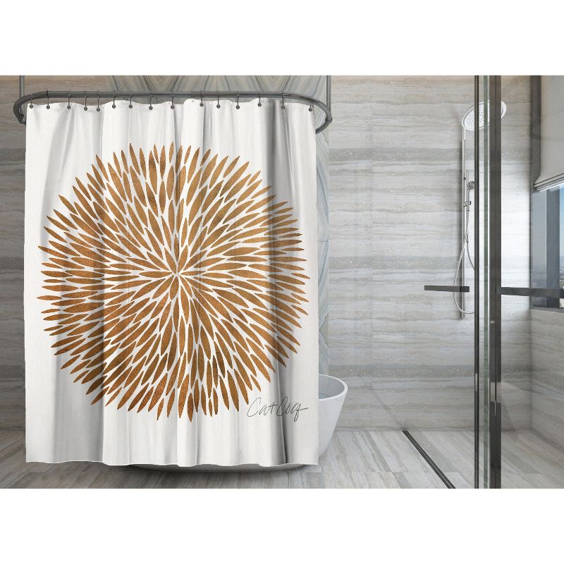 Americanflat 71" x 74" Shower Curtain, Rose Gold Burst by Cat Coquillette, 6 of 9