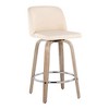 26" 360° Swivel Counter Stools with Wood Legs, Upholstered Seat, and Round Footrest (Set of 2) - 2 of 4
