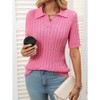 Clearlove Womens Sweater Collar V Neck Short Sleeve Casual Knit Sweater Tops - 4 of 4