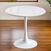 Sapphtopaz Dining Table Kitchen Table Round Dining Table Tulip-style Bar Table with Pedestal Base for Kitchen, Small Spaces - 3 of 4