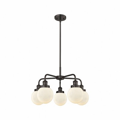 Beacon - 5 Light Stem Hung Chandelier In Art Deco Style-15.13 Inches Tall and 24 Inches Wide