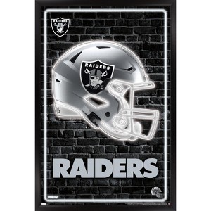 Trends International NFL Las Vegas Raiders - Neon Helmet 23 Framed Wall Poster Prints - 1 of 4