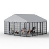 Akoasm 112.91 in. W Outdoor Large Metal Fence with Roof For Pets-Black - 2 of 4