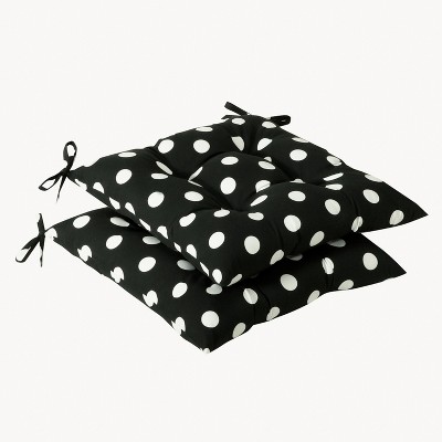 2pc Polka Dot Outdoor Chair Cushions Black white Pillow Perfect